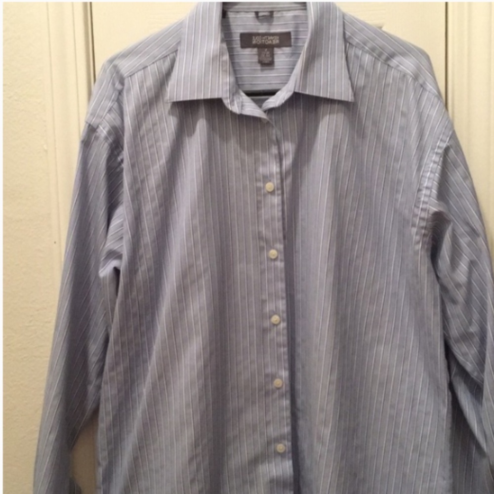 Men’s dress shirt with blue and white stripes